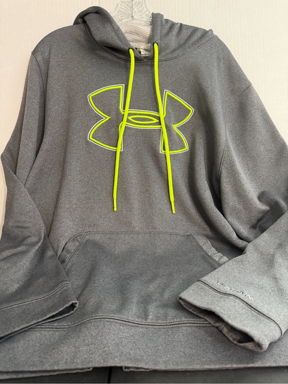 Under Armour Men’s Gray Crewneck Hoodie with Neon Green Logo